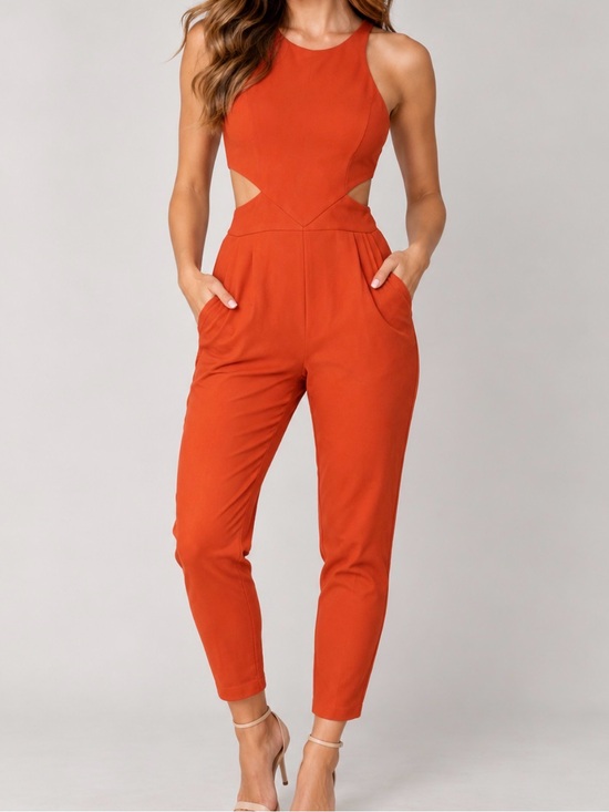 Hunter Pants - Hunter Bell Orange Katie Cut-Out Jumpsuit Sz 4 + Sony Picture Studio Costume Tag
